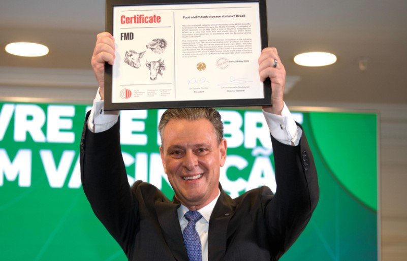 Brasil recebe certificação de país livre da febre aftosa